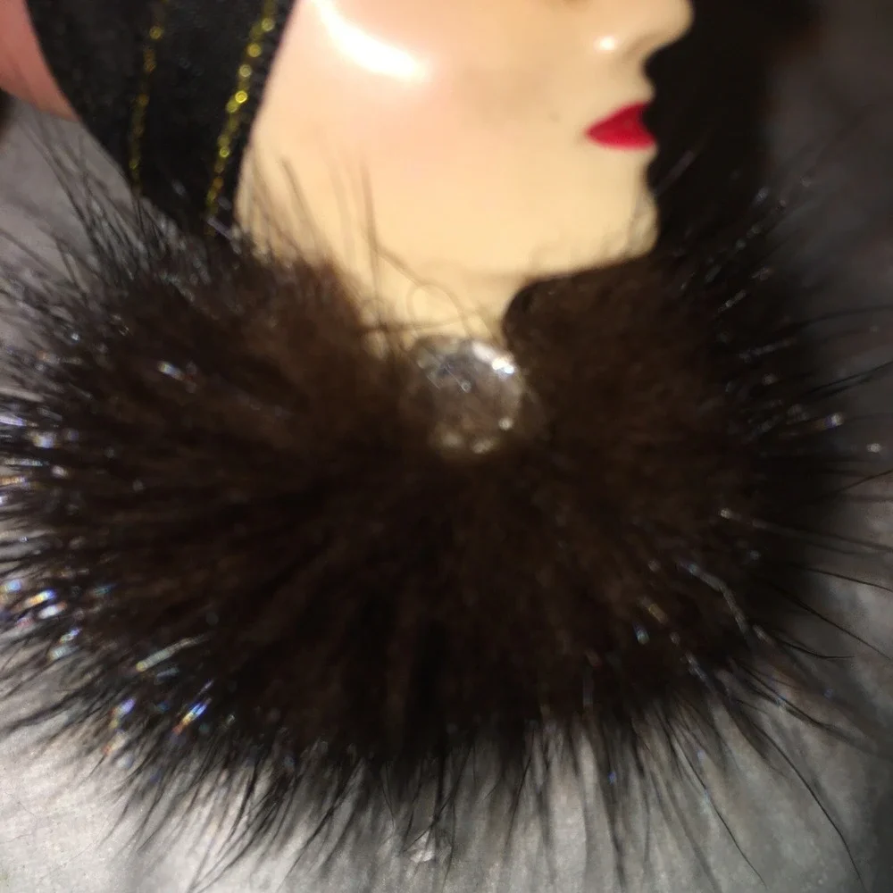 Vintage flapper Celluloid brooch with mink scarf